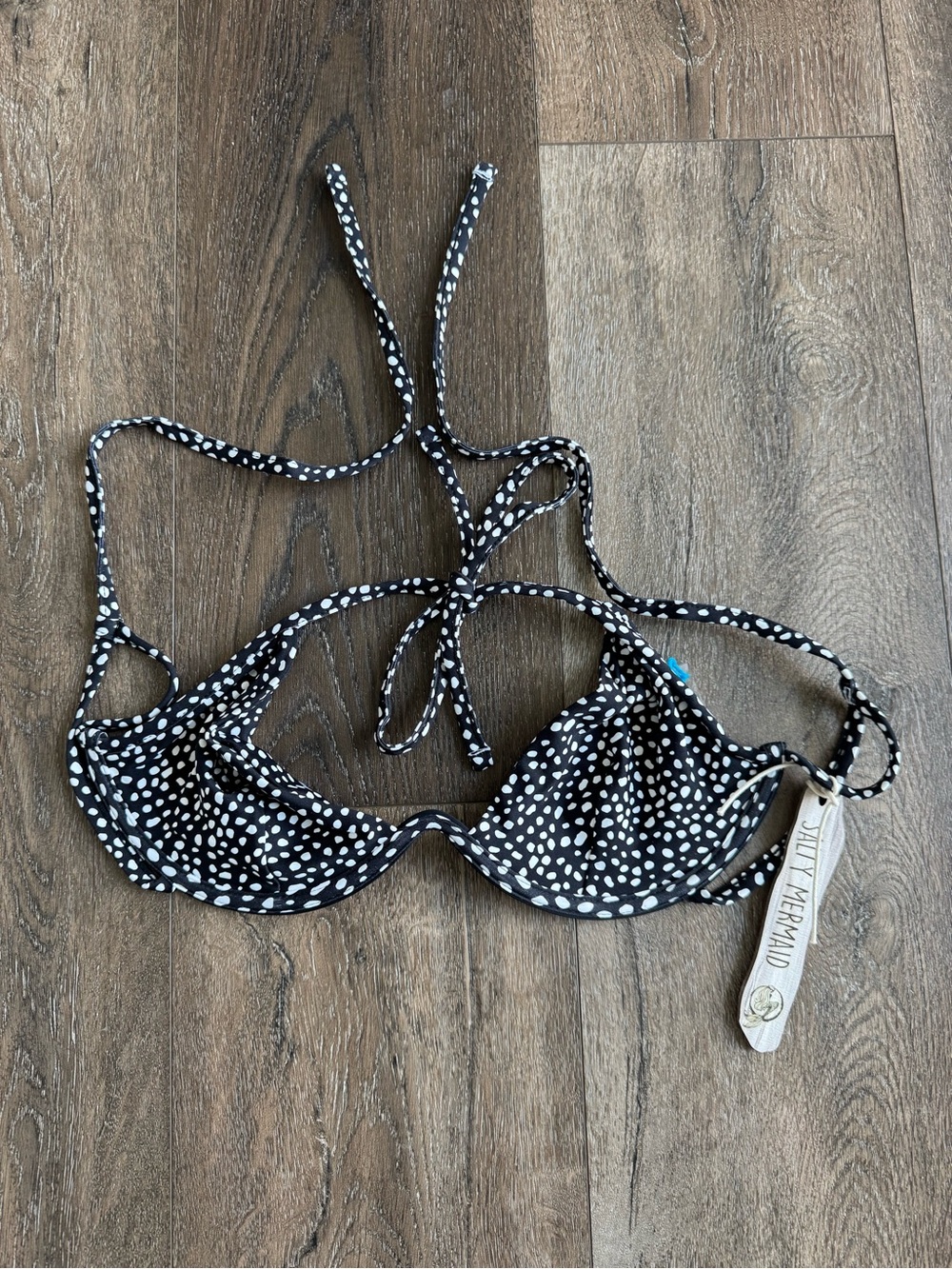 Salty Mermaid Black & White Polka Dot Bikini Top Size Small